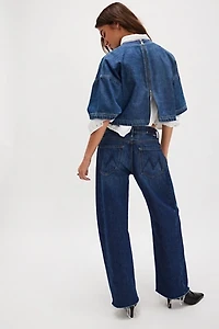 MOTHER The Mid-Rise Full-Pipe Flood Fray Jeans