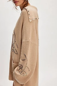 Understated Leather Possibilities Studded Cardigan