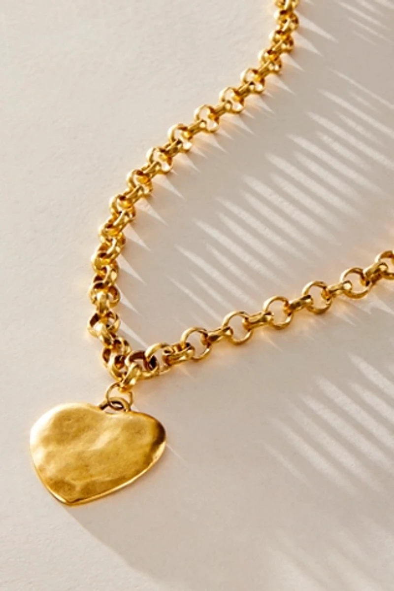 Bracha Long Puffy Heart Necklace
