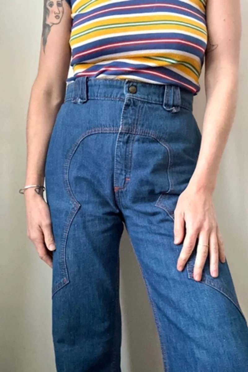 Vintage 1970s Dark Wide Leg Denim Selected by Grievous Angel Vintage
