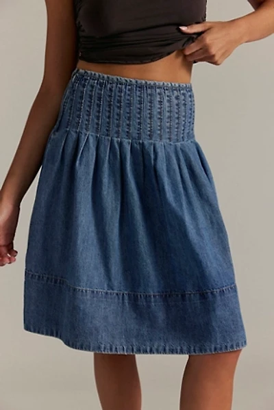 We The Free Peyton Pintuck Denim Midi Skirt