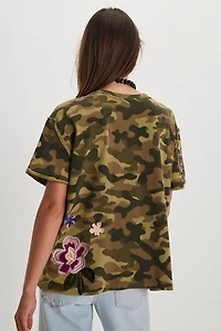 Denim and Bone Camo Applique Tee
