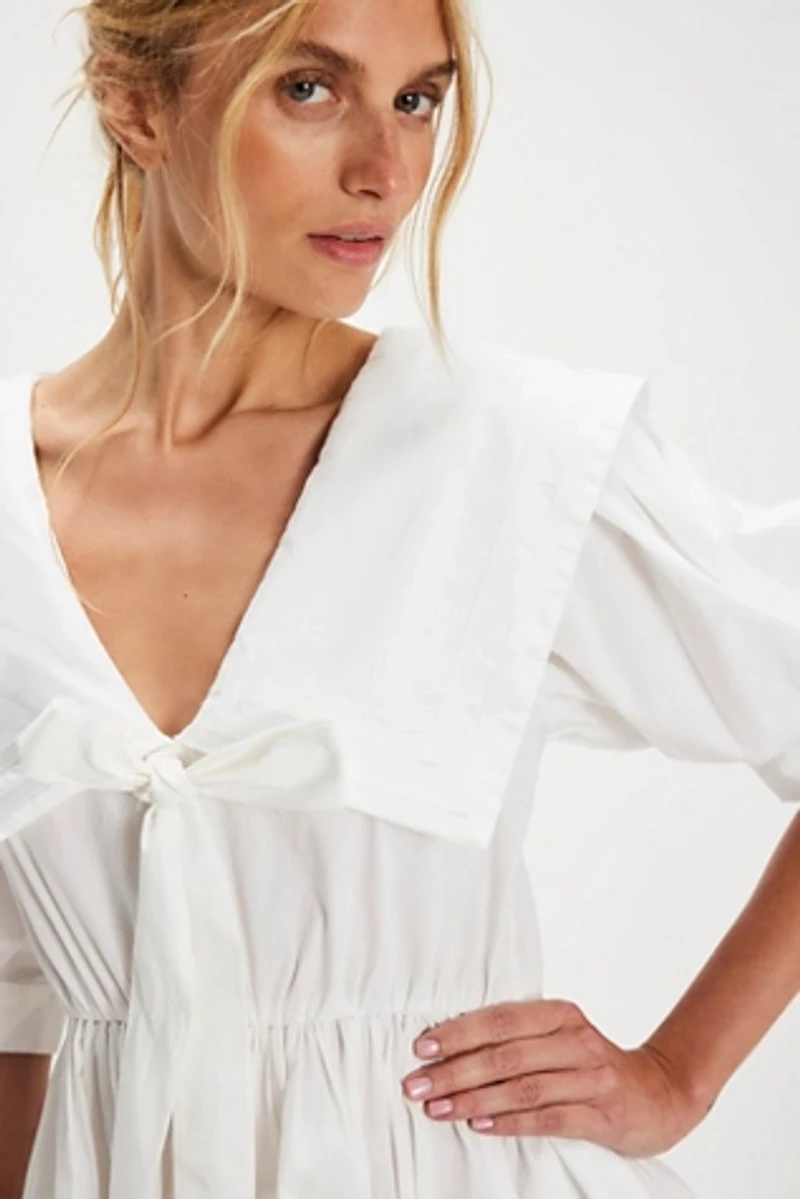 For Love & Lemons Helena Poplin Puff Sleeve Mini Dress