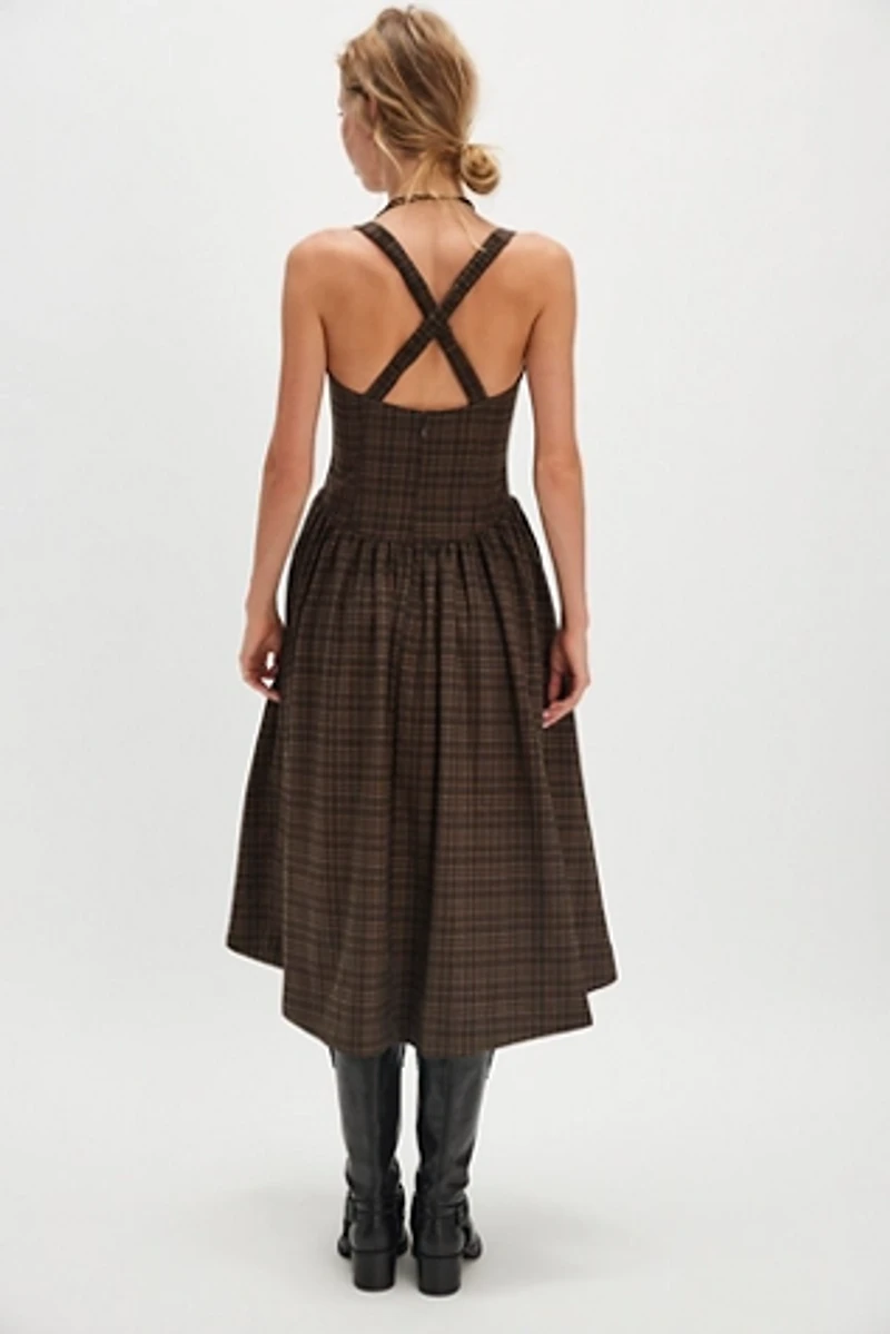For Love & Lemons University Plaid Midi Dress