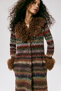 Anna Sui Faux Fur Trim Coat