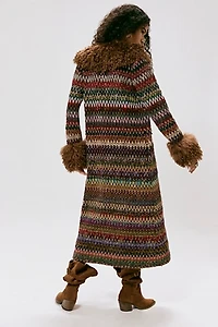 Anna Sui Faux Fur Trim Coat