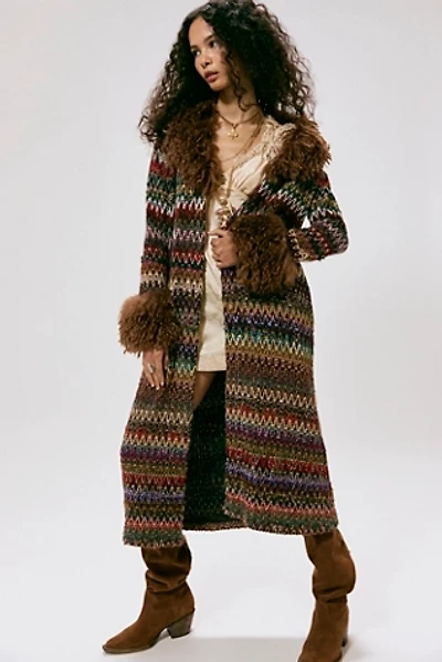 Anna Sui Faux Fur Trim Coat