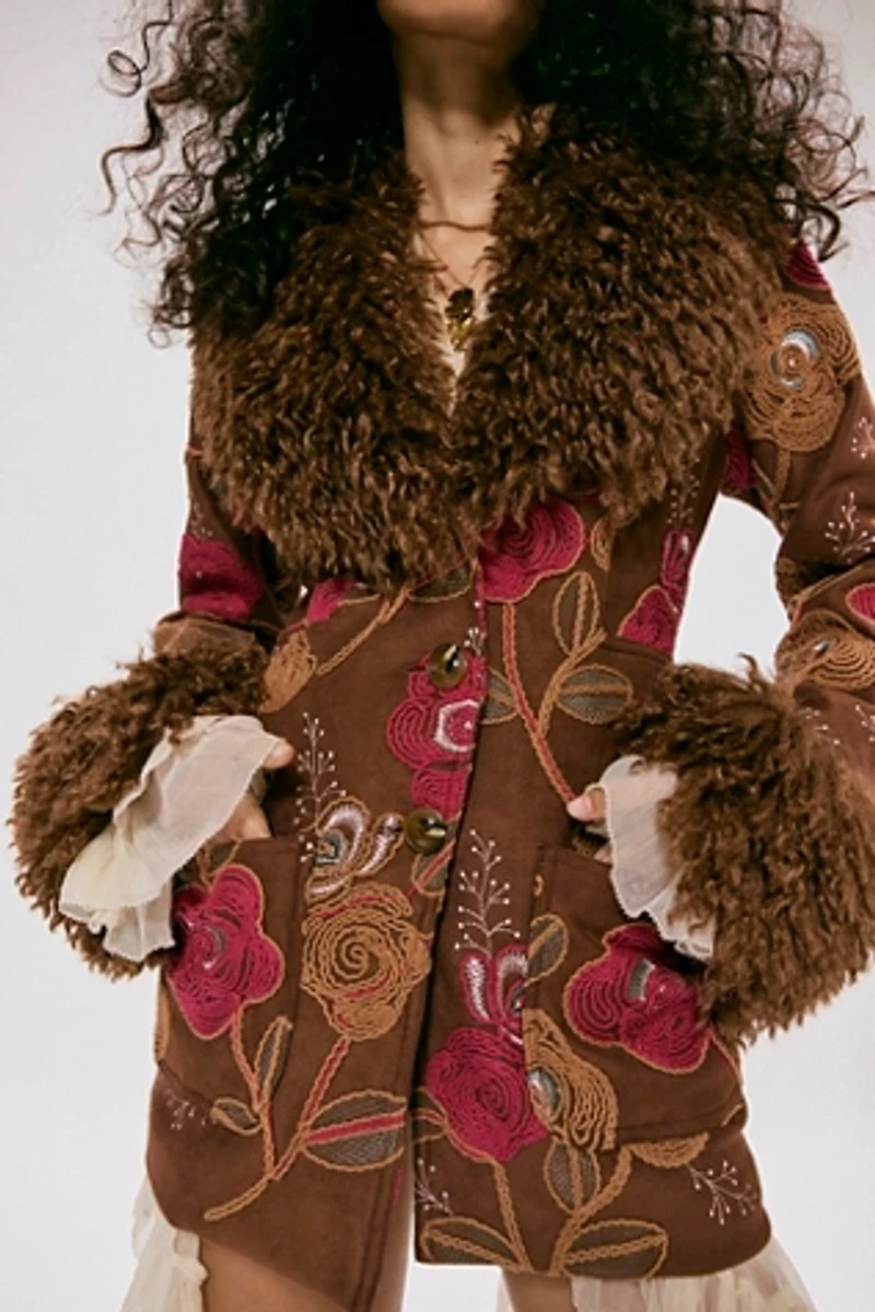 Anna Sui Faux Fur Trim Jacket