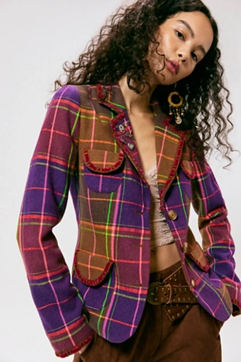 Anna Sui Plaid Ribbon Jacket
