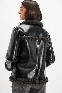 Anna Sui Faux Fur Trim Leather Jacket