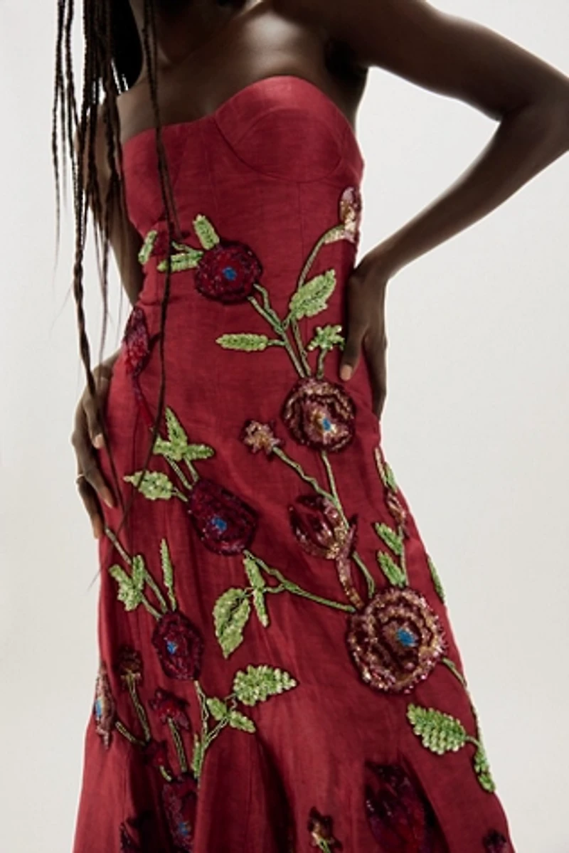 La Fouri Layla Floral Embroidered Corset Gown