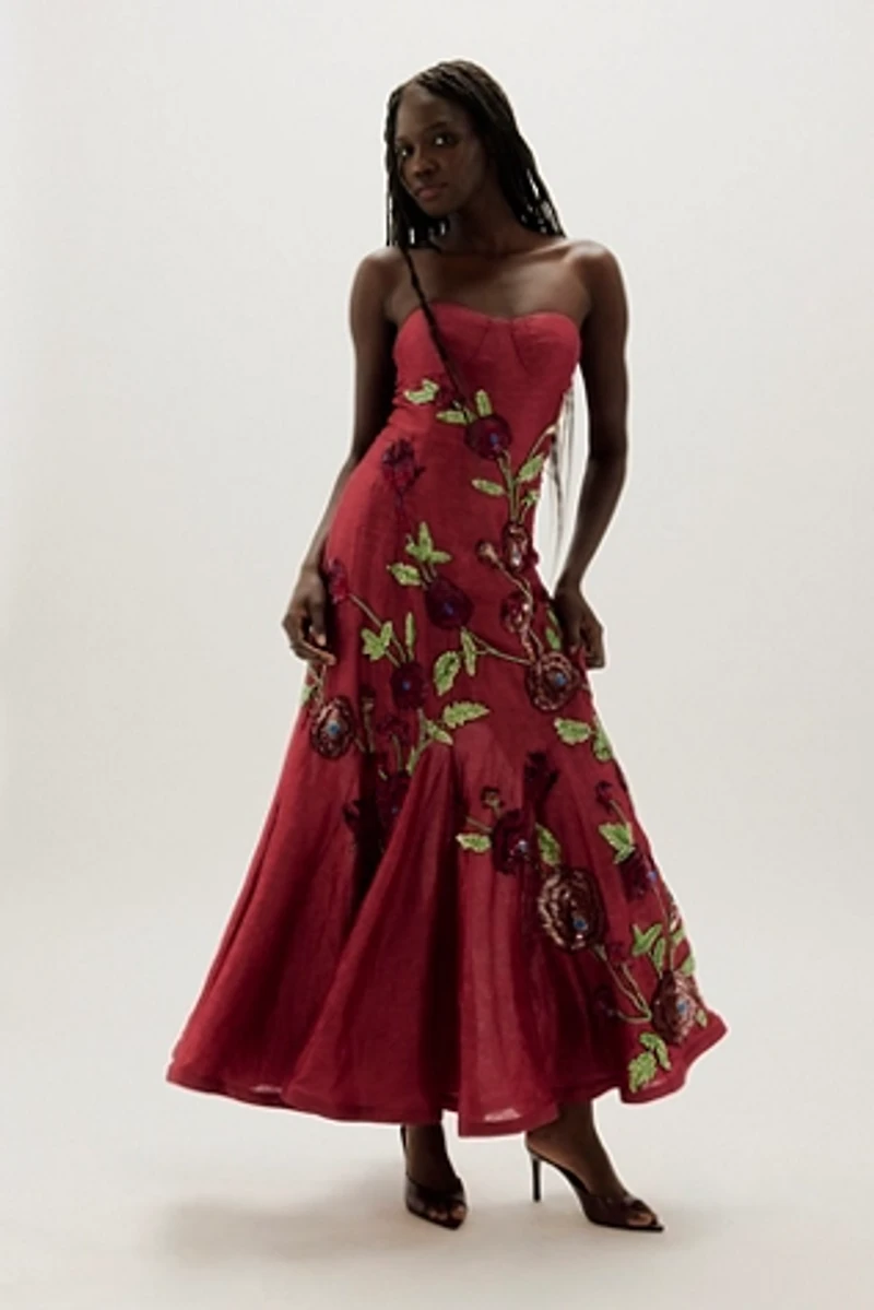 La Fouri Layla Floral Embroidered Corset Gown