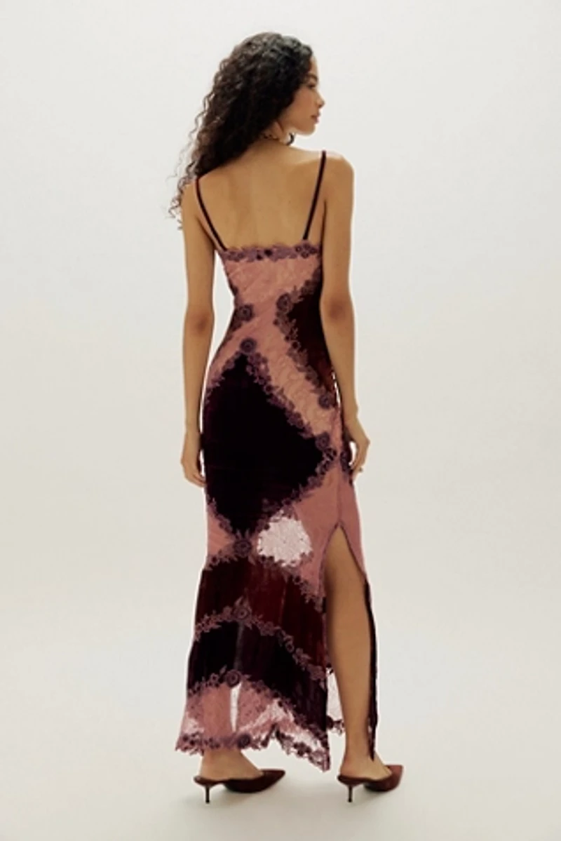 La Fuori Julia Purple Lace Slip Dress