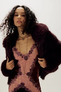 La Fuori Julia Purple Lace Slip Dress
