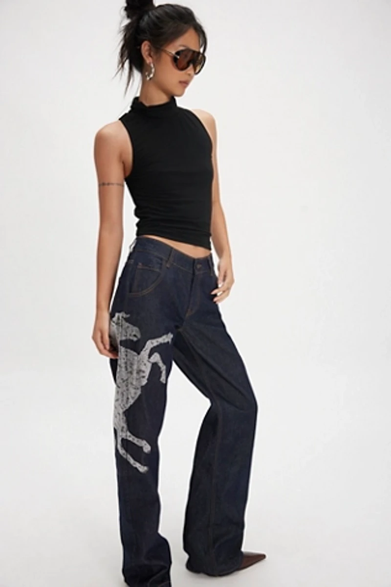 Understated Leather Party Horse Jeans