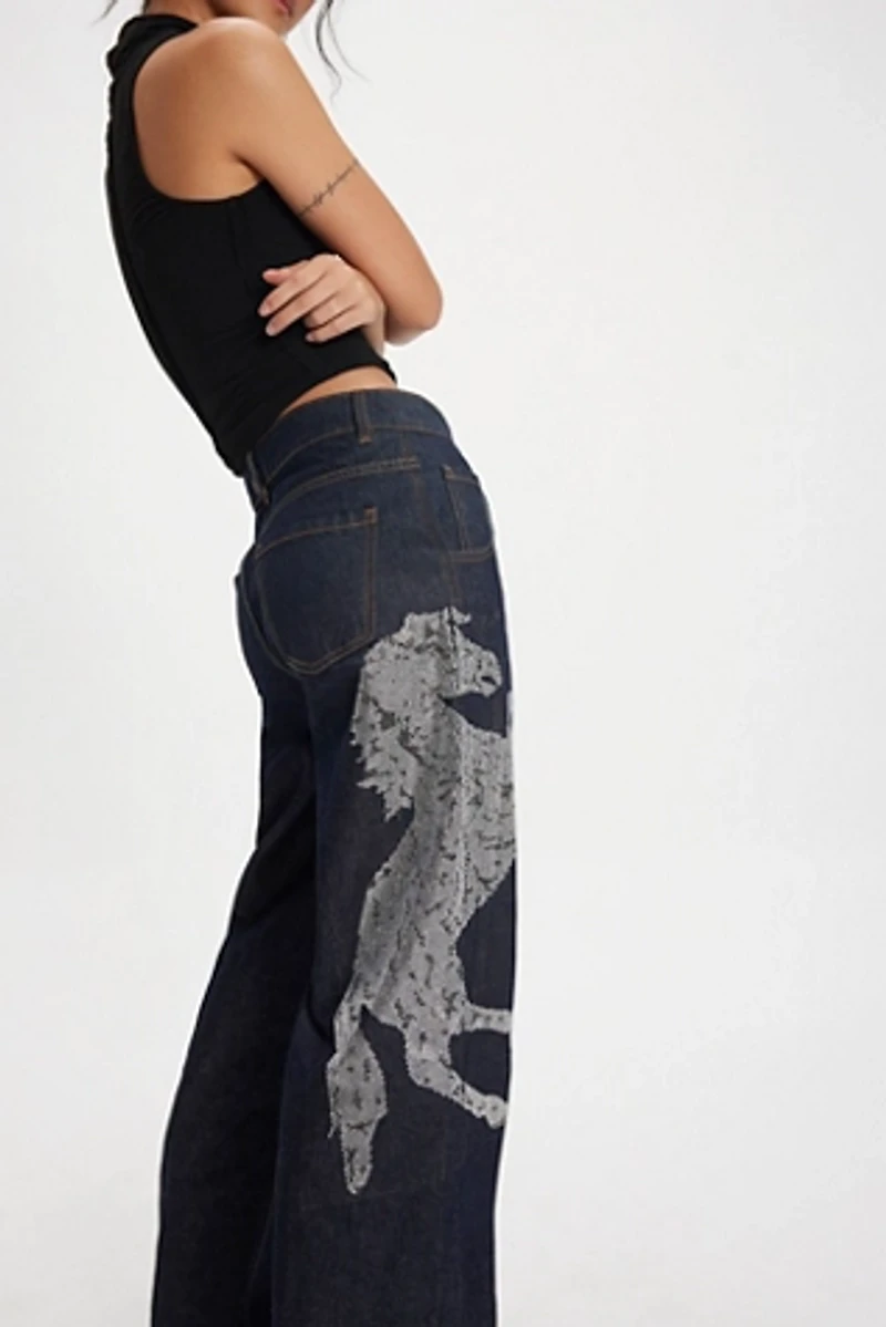 Understated Leather Party Horse Jeans