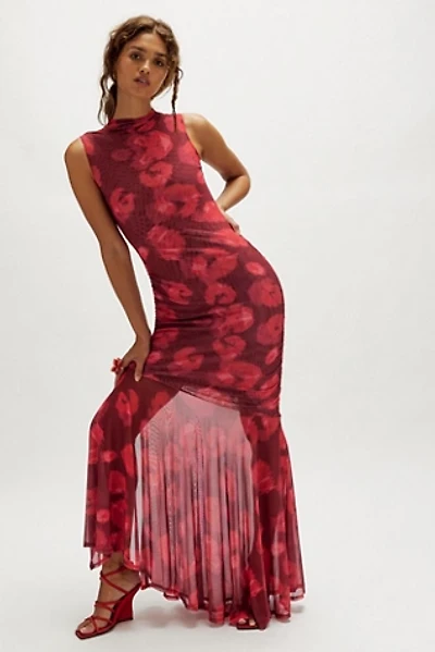 Saemdi Abstract Mesh Tank Maxi Dress