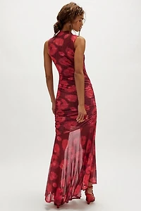 Saemdi Abstract Mesh Tank Maxi Dress