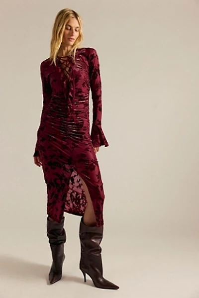 Saemdi Flocked Mesh Midi Dress