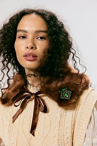 Anna Sui Faux Mink Patch Collar