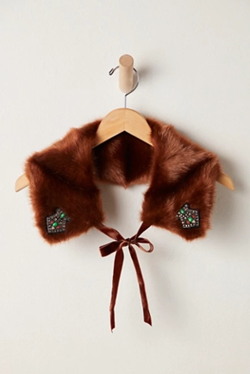 Anna Sui Faux Mink Patch Collar
