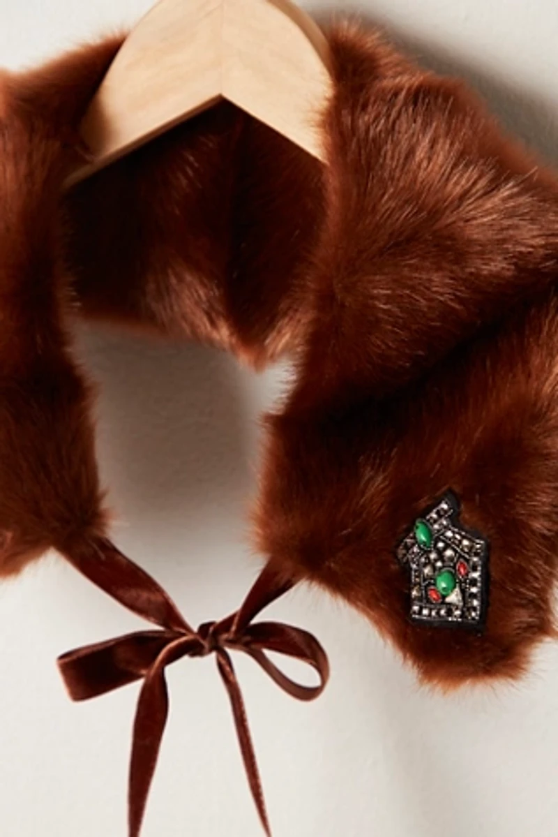 Anna Sui Faux Mink Patch Collar
