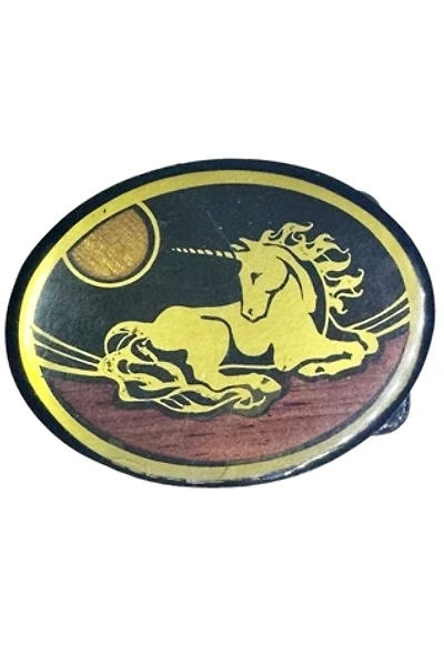 Vintage 1970s Unicorn Belt Buckle with Enamel Selected by Lux Revival