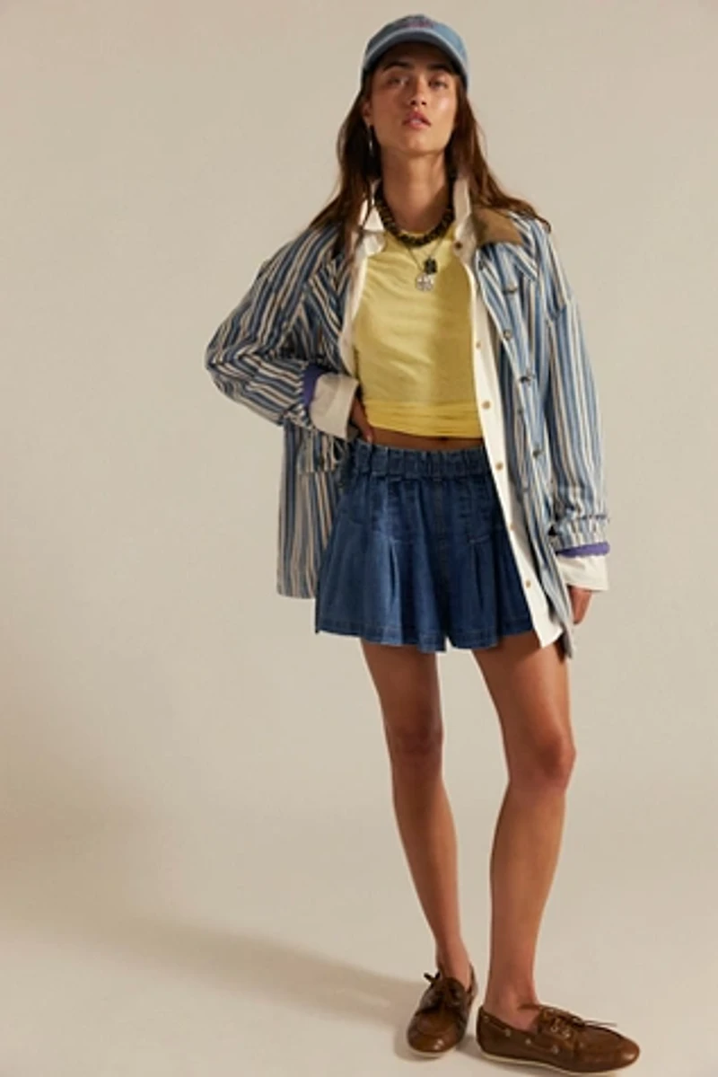 We The Free Striped Denim Barn Coat