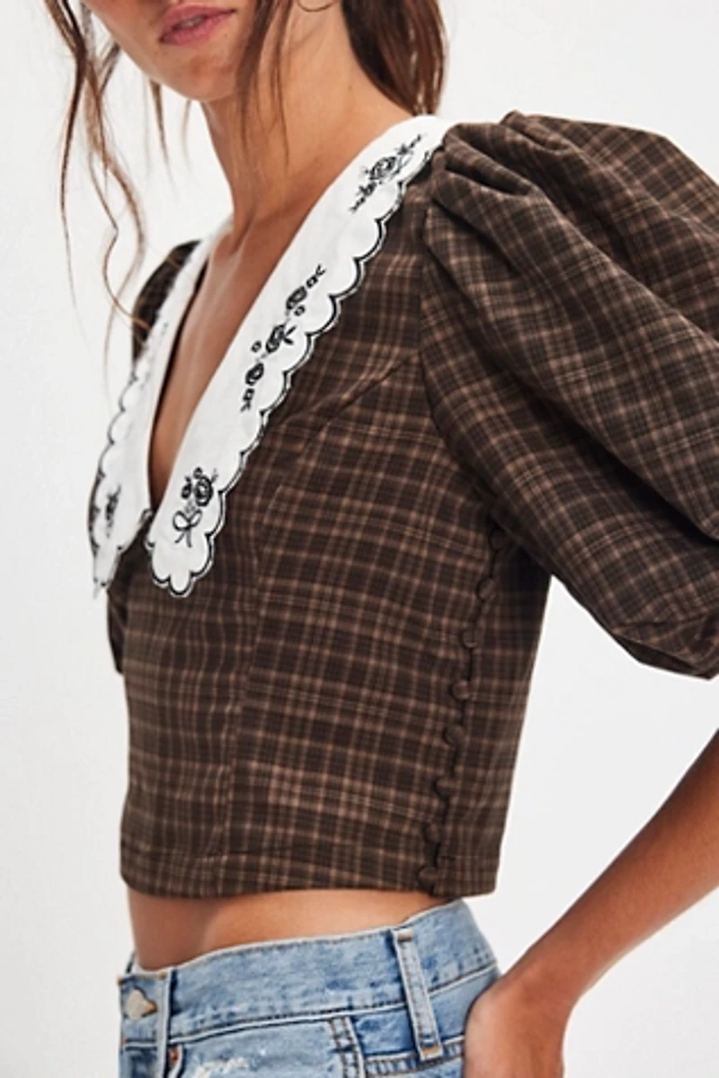 For Love & Lemons University Plaid Top