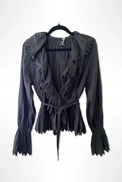 Etro Black Cotton Romantic Peasant Blouse Selected By Ritual Vintage