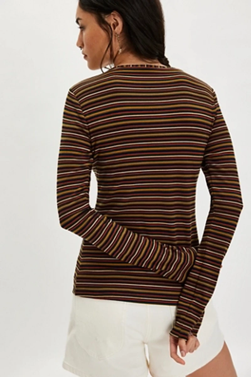 Anna Sui Striped Long-Sleeve Top