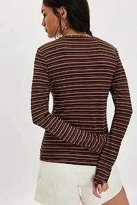 Anna Sui Striped Long-Sleeve Top
