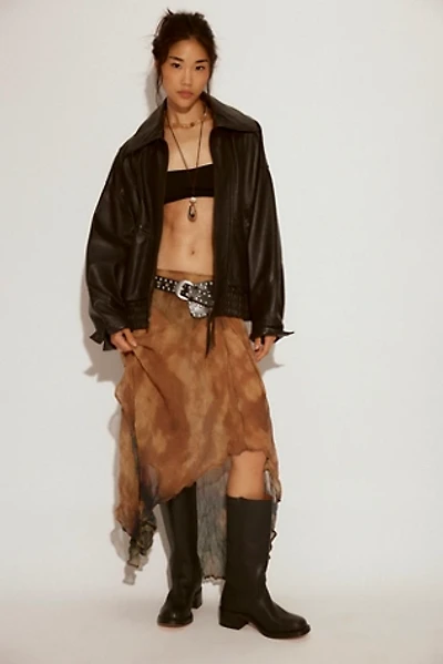 ESTHE Trapeze Crinkle Sheer Midi Skirt