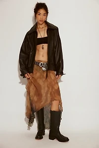 ESTHE Trapeze Crinkle Sheer Midi Skirt
