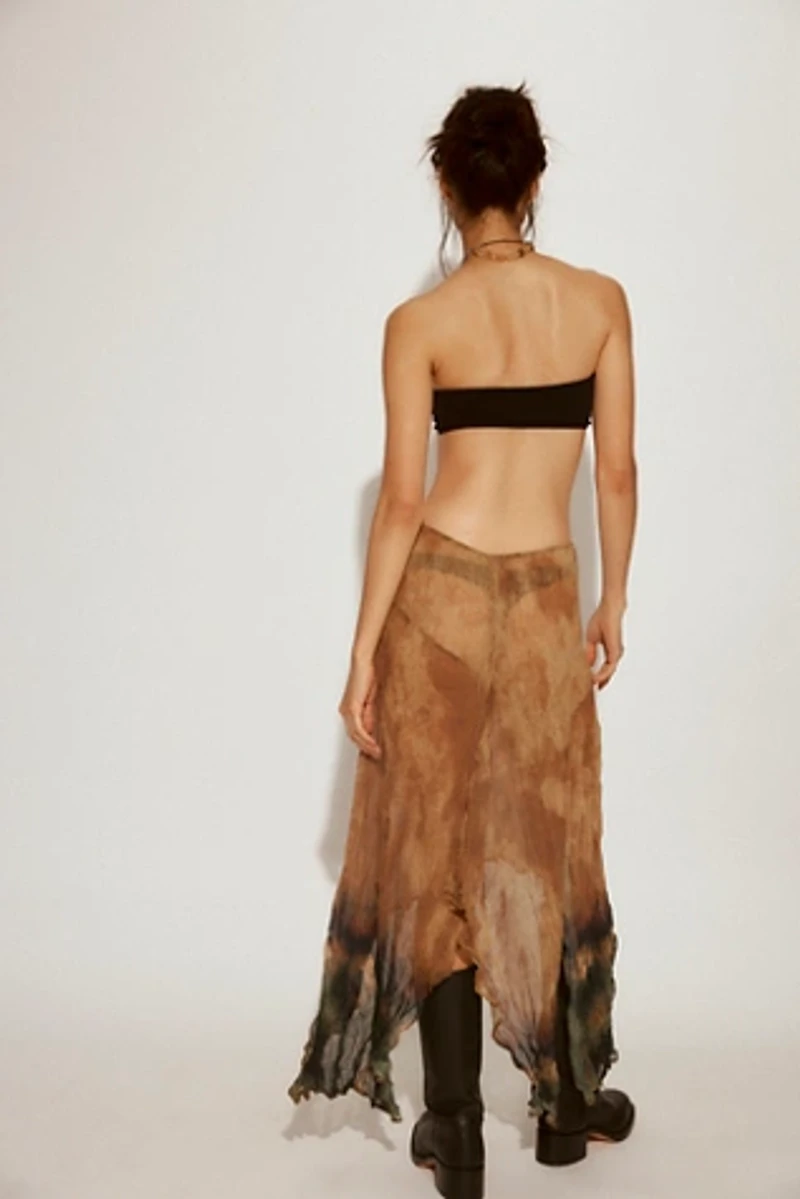 ESTHE Trapeze Crinkle Sheer Midi Skirt