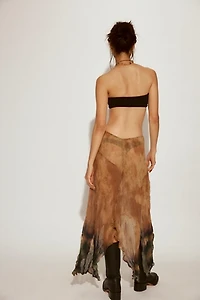 ESTHE Trapeze Crinkle Sheer Midi Skirt
