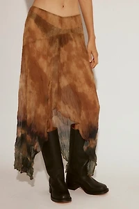 ESTHE Trapeze Crinkle Sheer Midi Skirt