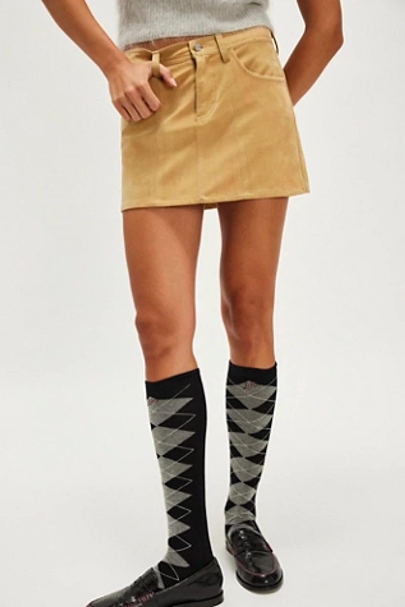 Damson Madder High Knee Argyle Socks