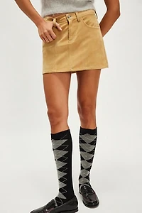 Damson Madder High Knee Argyle Socks