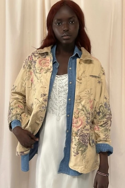 Vintage 1990's Floral Barn Jacket With Velvet Selected By Afterlife Boutique