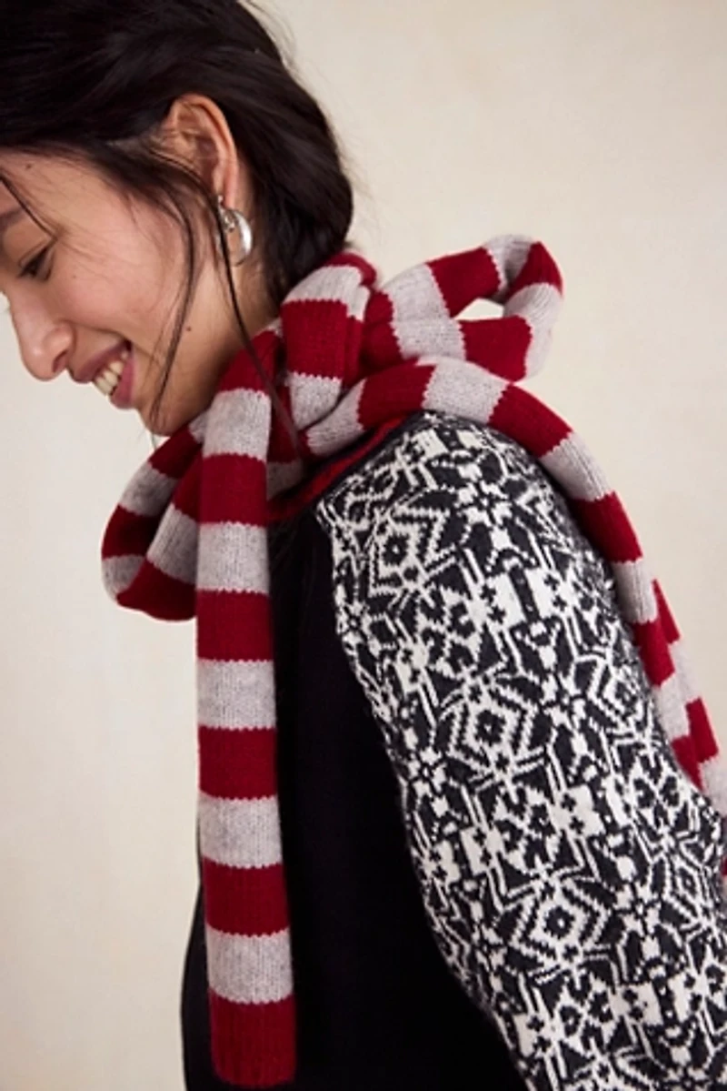 Damson Madder Striped Skinny Scarf