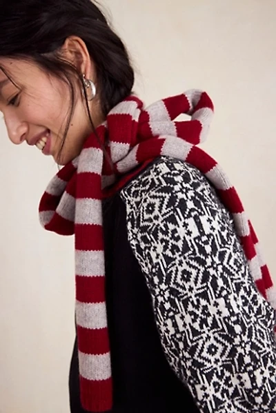 Damson Madder Striped Skinny Scarf