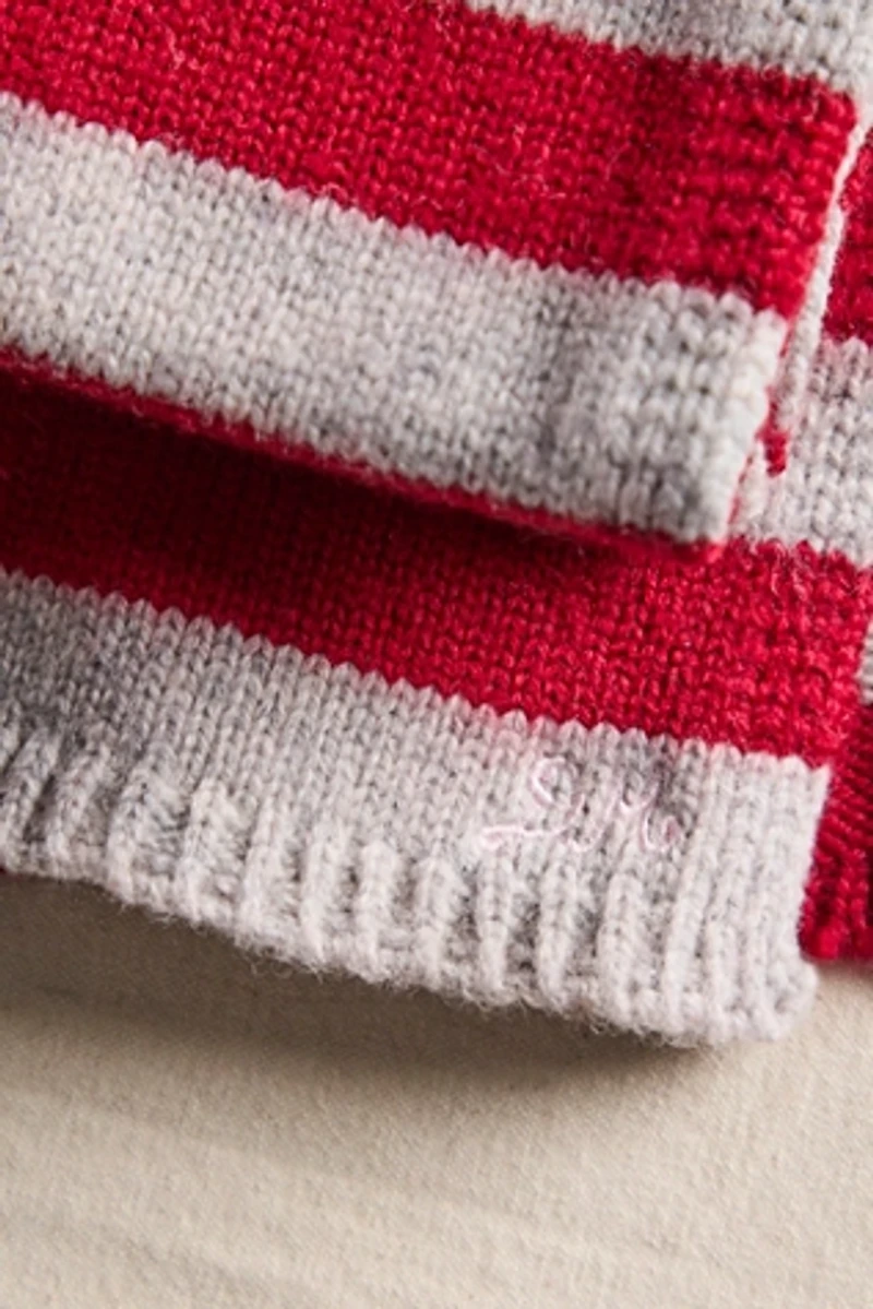 Damson Madder Striped Skinny Scarf