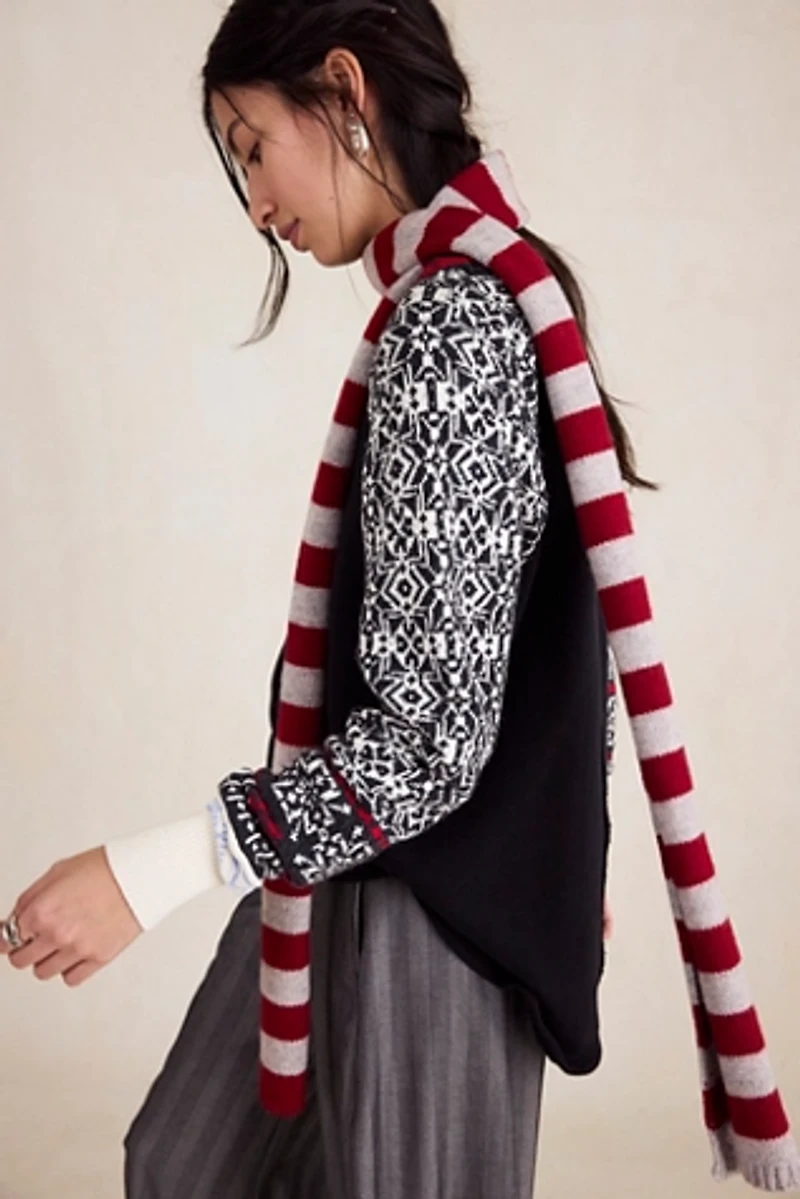 Damson Madder Striped Skinny Scarf