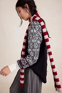 Damson Madder Striped Skinny Scarf