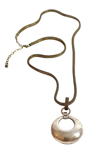 Vintage Brass And Silver Pendant Necklace Selected By Ankh By Racquel