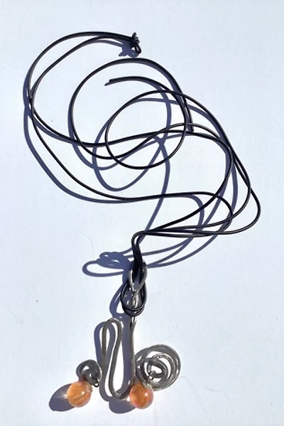 Vintage 1980s Artisan Leather and Silver Pendant Necklace Selected by Cherry