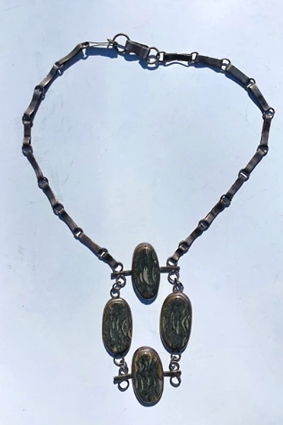 Vintage 1960s Modernist Sterling Silver and Stone Necklace Selected by Cherry