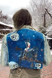 Vintage 1980s Hand Painted Acid Wash Denim Jacket Selected by Cherry
