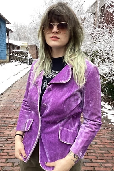 Vintage 1960s Lavender Velvet Blazer Selected by Cherry
